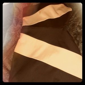 Cream and black asymmetrical dress